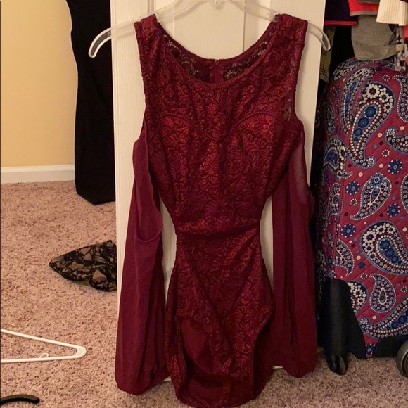 Maroon lace leotard